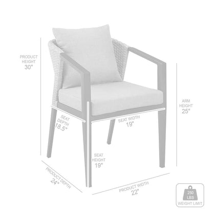 Armen Living - Aileen Outdoor Patio Dining Chairs in Aluminum and Wicker with Grey Cushions (Set of 2) - 840254333208 veiw 7