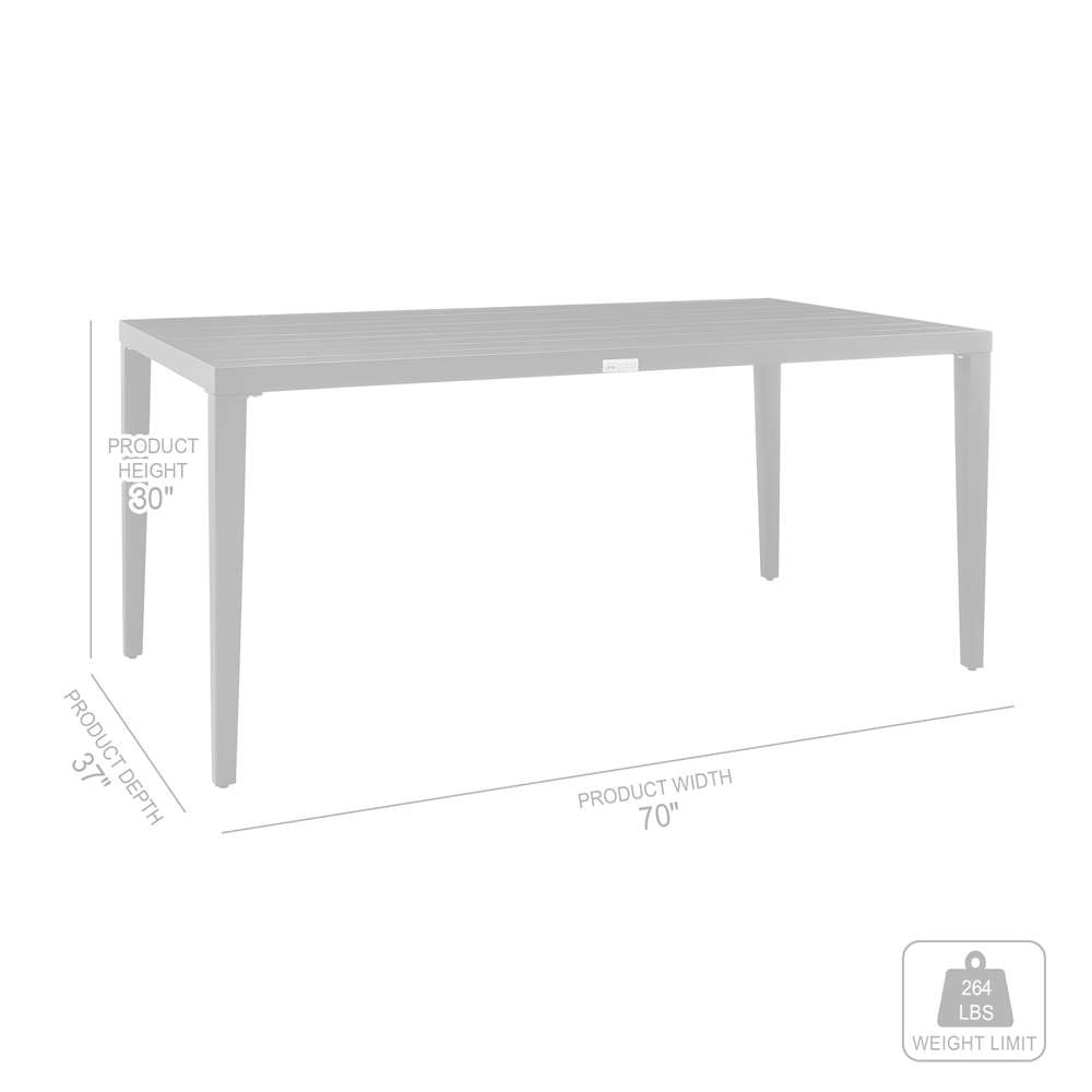 Armen Living - Aileen Outdoor Patio Dining Table in Aluminum - 840254333215 veiw 6