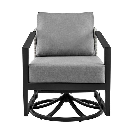 Armen Living - Aileen Outdoor Patio Swivel Lounge Chair in Aluminum with Grey Cushions - 840254333246 veiw 2
