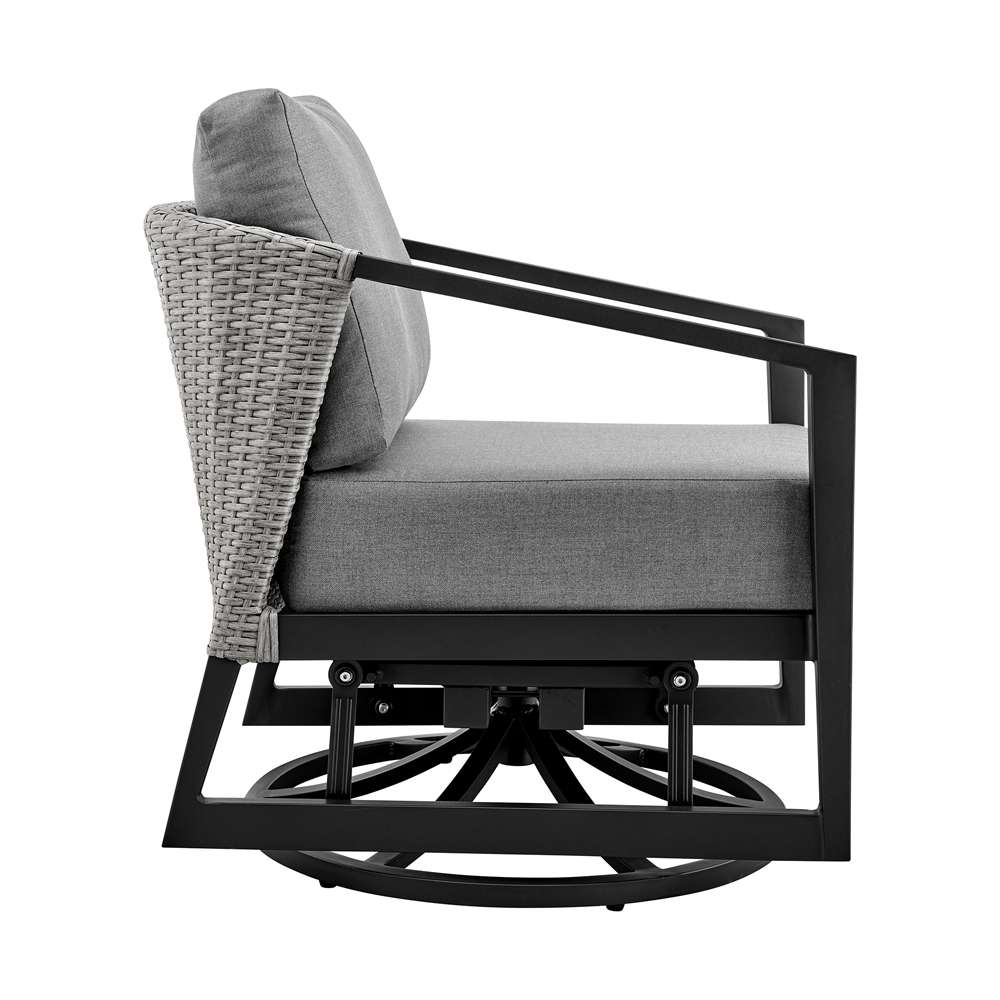 Armen Living - Aileen Outdoor Patio Swivel Lounge Chair in Aluminum with Grey Cushions - 840254333246 veiw 3