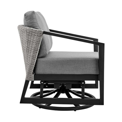 Armen Living - Aileen Outdoor Patio Swivel Lounge Chair in Aluminum with Grey Cushions - 840254333246 veiw 3