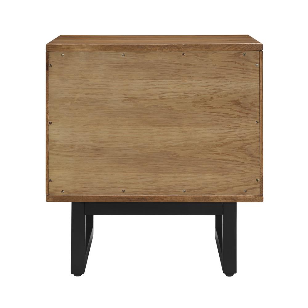 Armen Living - Aldo 1 Drawer Nightstand in Brown Oak Wood with Black Metal Legs - LCAOLAROAK veiw 3