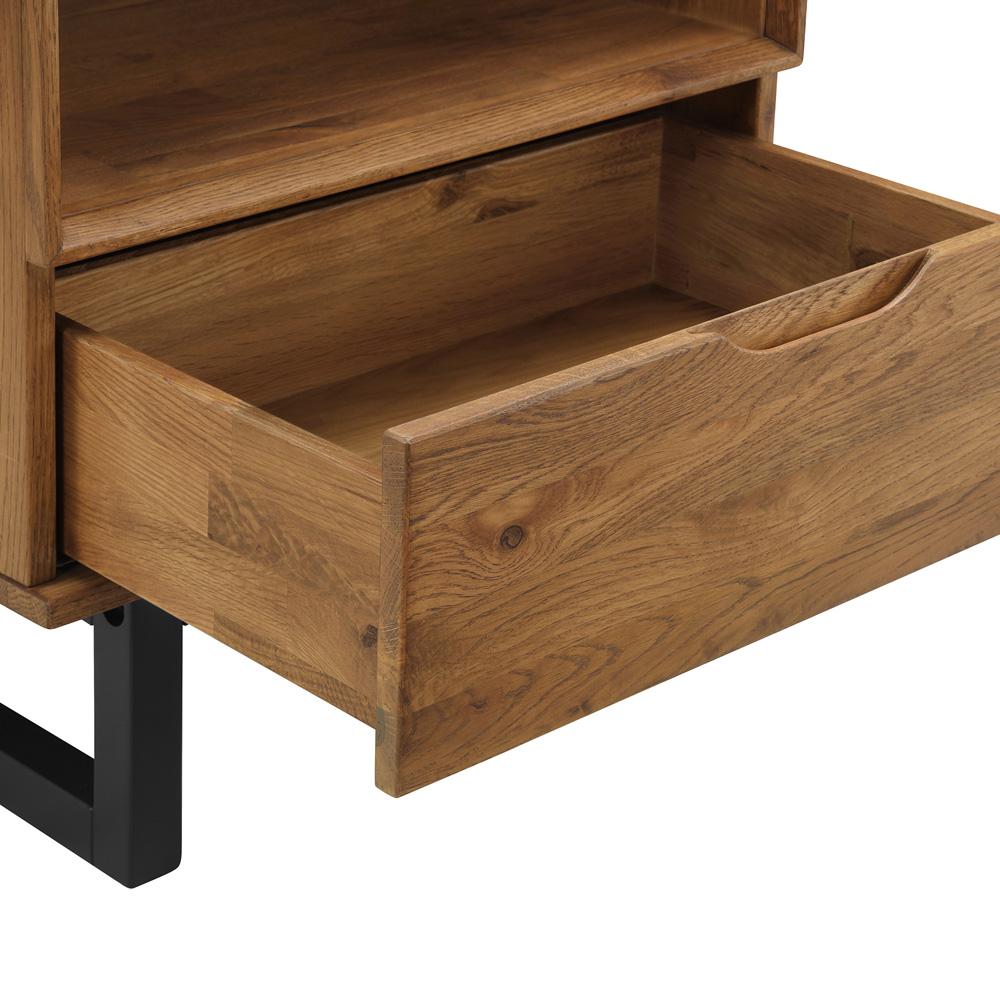 Armen Living - Aldo 1 Drawer Nightstand in Brown Oak Wood with Black Metal Legs - LCAOLAROAK veiw 4
