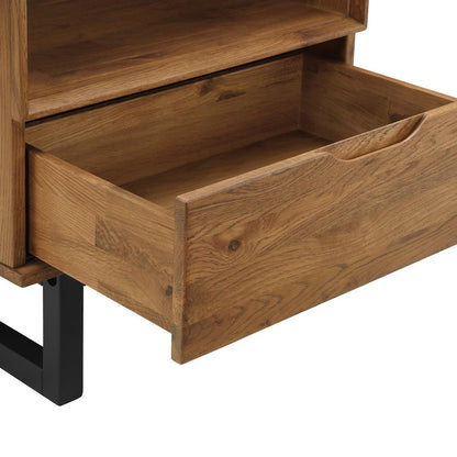 Armen Living - Aldo 1 Drawer Nightstand in Brown Oak Wood with Black Metal Legs - LCAOLAROAK veiw 4