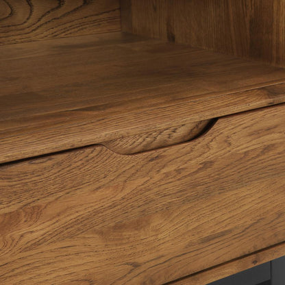 Armen Living - Aldo 1 Drawer Nightstand in Brown Oak Wood with Black Metal Legs - LCAOLAROAK veiw 6