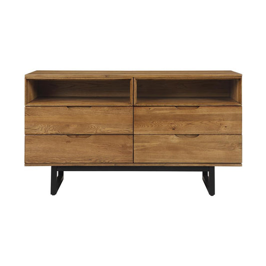 Armen Living - Aldo 4 Drawer Dresser in Brown Oak Wood with Black Metal Legs - LCAODRROAK veiw 1
