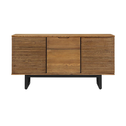 Armen Living - Aldo Brown Oak Sideboard Buffet Cabinet in Brown Oak Wood with Black Metal Legs - LCAOBUROAK veiw 1