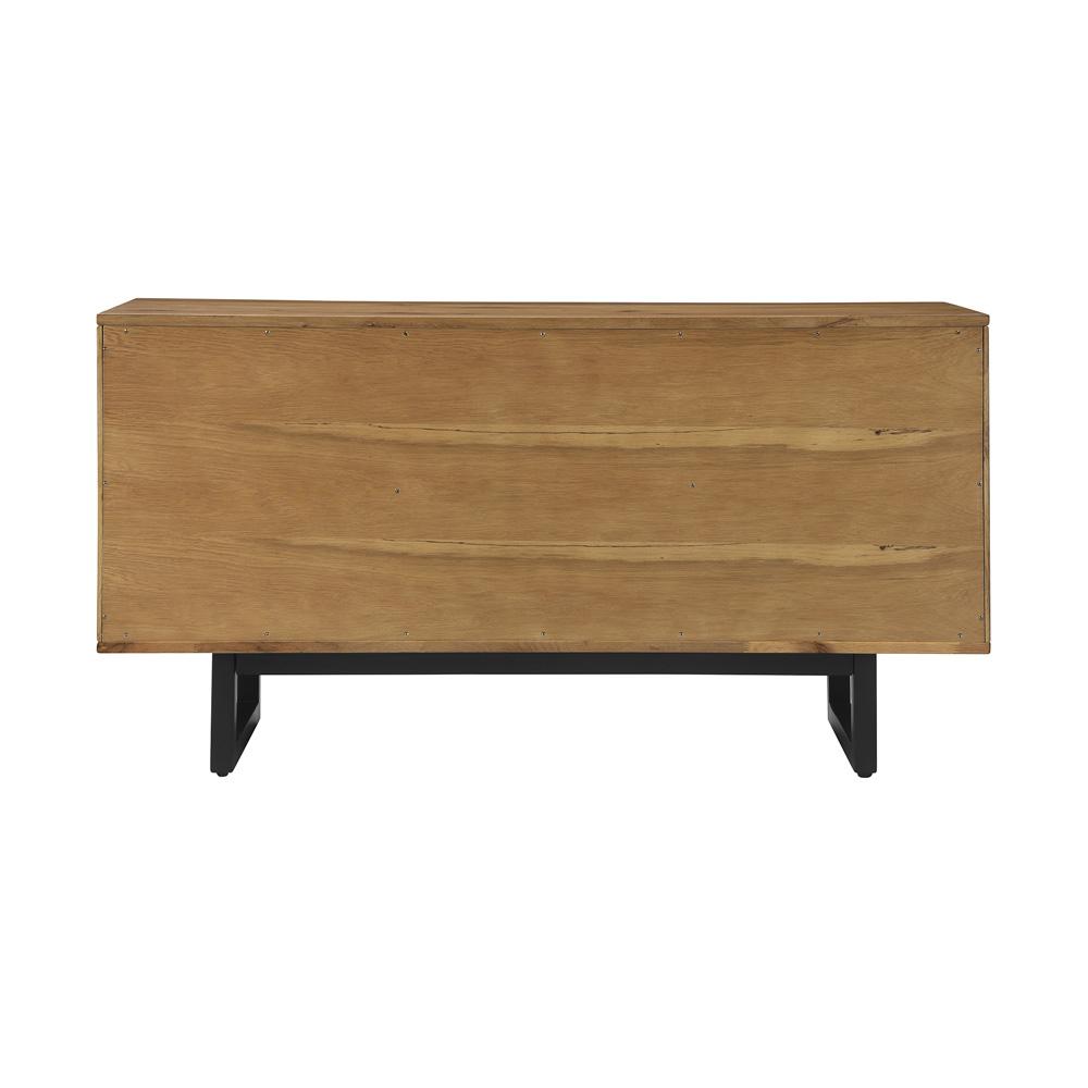 Armen Living - Aldo Brown Oak Sideboard Buffet Cabinet in Brown Oak Wood with Black Metal Legs - LCAOBUROAK veiw 3