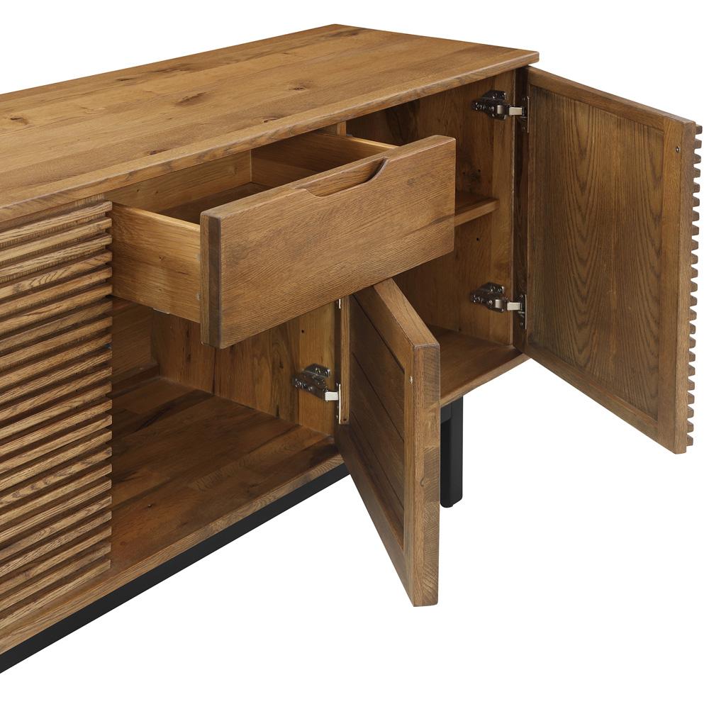 Armen Living - Aldo Brown Oak Sideboard Buffet Cabinet in Brown Oak Wood with Black Metal Legs - LCAOBUROAK veiw 4