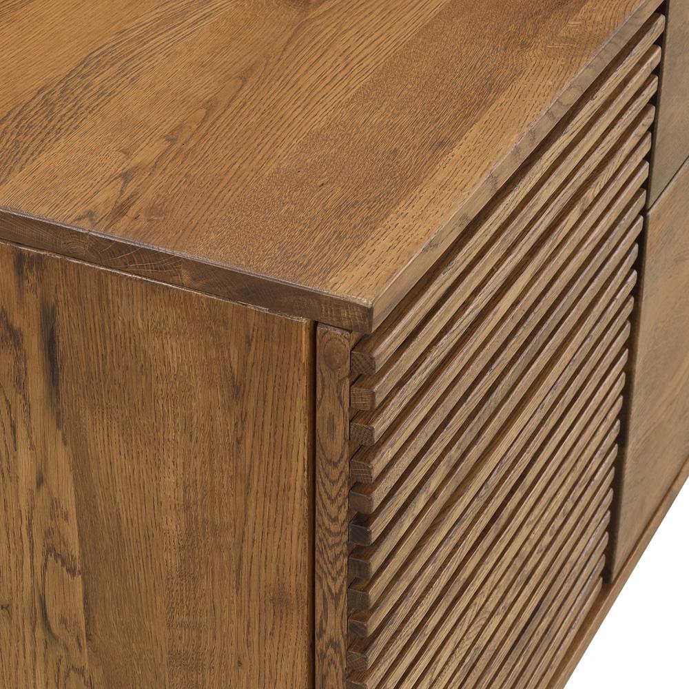 Armen Living - Aldo Brown Oak Sideboard Buffet Cabinet in Brown Oak Wood with Black Metal Legs - LCAOBUROAK veiw 5