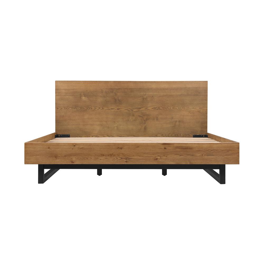 Armen Living - Aldo King Size 4 Piece Platform Bed Frame Bedroom Set in Brown Oak Wood and Black Metal - SETAOBDBRKG4B veiw 2