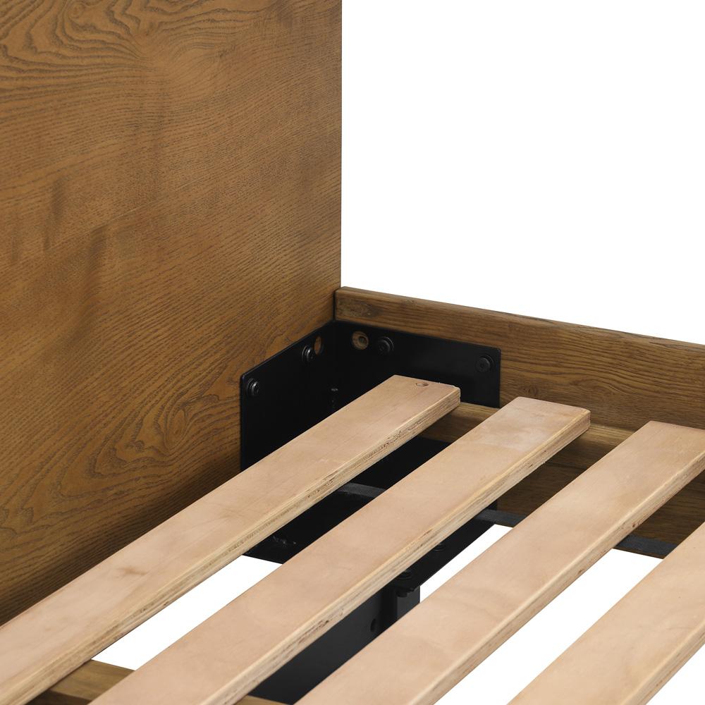 Armen Living - Aldo King Size 4 Piece Platform Bed Frame Bedroom Set in Brown Oak Wood and Black Metal - SETAOBDBRKG4B veiw 8
