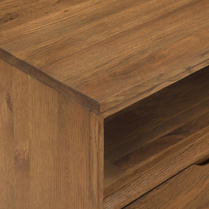 Armen Living - Aldo Queen Size 3 Piece Platform Bed Frame Bedroom Set in Brown Oak Wood and Black Metal - SETAOBDBRQN3A veiw 9