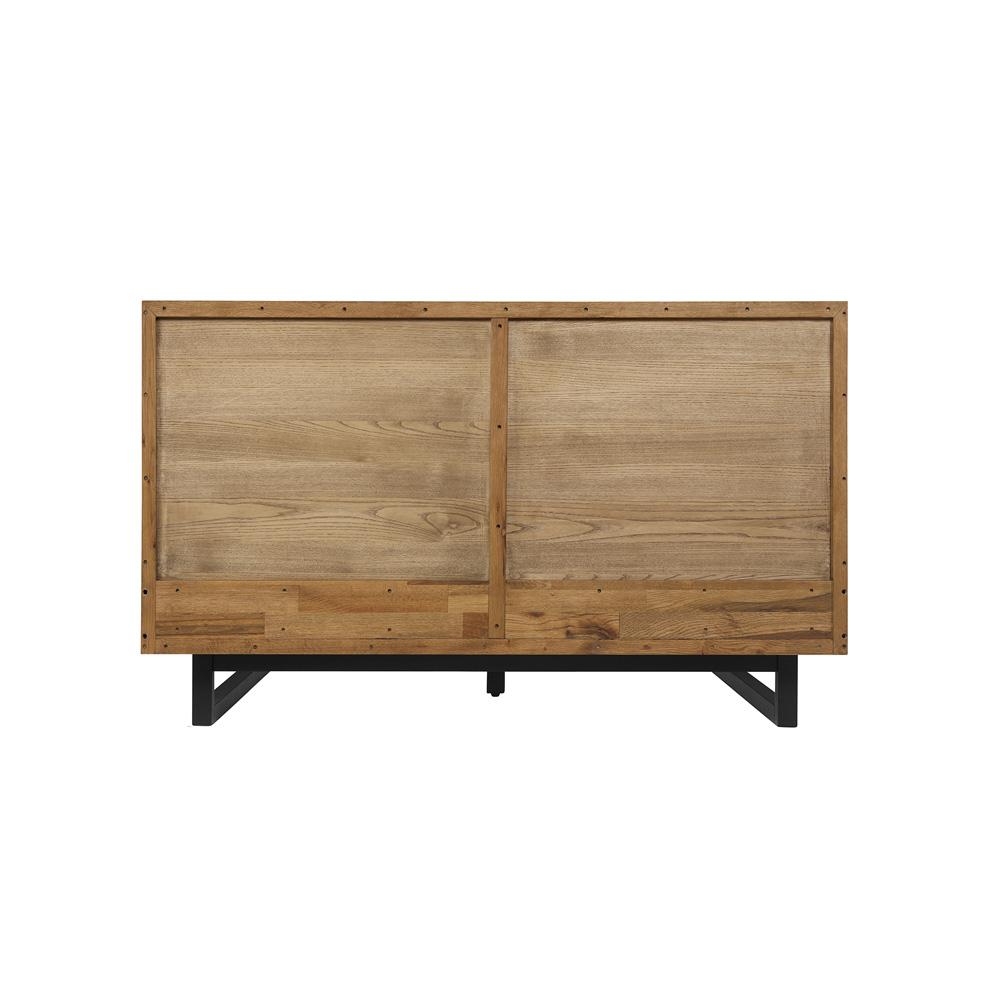 Armen Living - Aldo Queen Size Brown Oak Wood Platform Bed Frame with Black Metal Legs - LCAOBDBRQN veiw 4