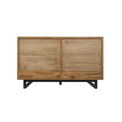 Armen Living - Aldo Queen Size Brown Oak Wood Platform Bed Frame with Black Metal Legs - LCAOBDBRQN veiw 4