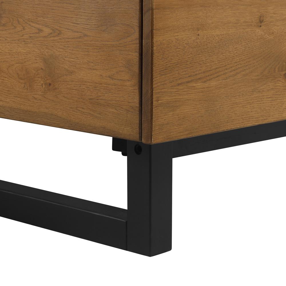 Armen Living - Aldo Queen Size Brown Oak Wood Platform Bed Frame with Black Metal Legs - LCAOBDBRQN veiw 7