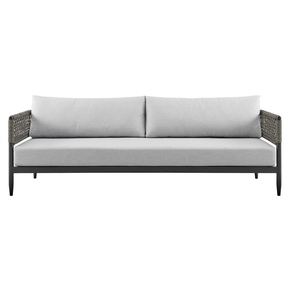 Armen Living - Alegria 4 Piece Outdoor Black Aluminum & Rope Conversation Set with Light Gray Fabric Cushions - SETODALBL veiw 2