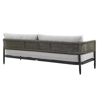 Armen Living - Alegria 4 Piece Outdoor Black Aluminum & Rope Conversation Set with Light Gray Fabric Cushions - SETODALBL veiw 3