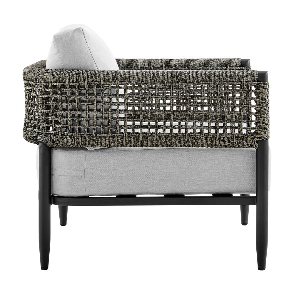 Armen Living - Alegria 4 Piece Outdoor Black Aluminum & Rope Conversation Set with Light Gray Fabric Cushions - SETODALBL veiw 5
