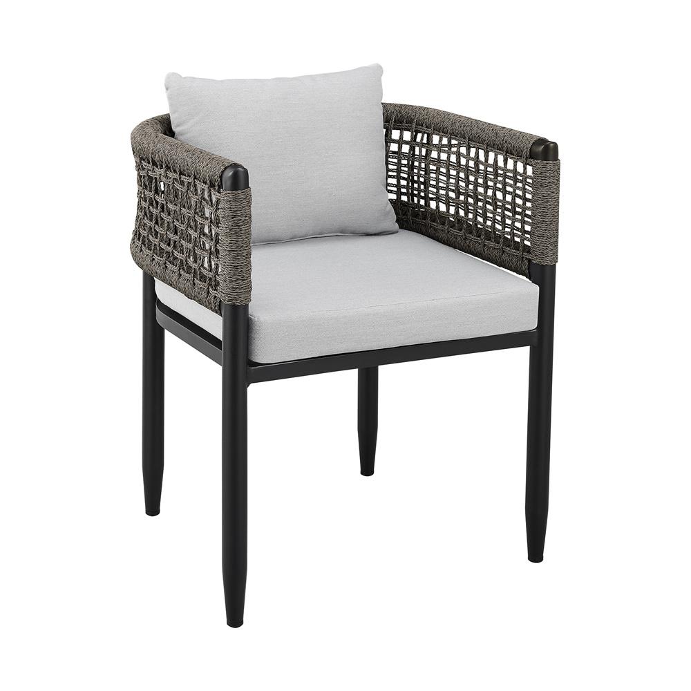Armen Living - Alegria Outdoor Patio 7-Piece Dining Table Set in Aluminum with Gray Rope and Cushions - SETODAL7BLDKGRY veiw 2