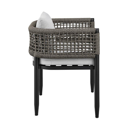 Armen Living - Alegria Outdoor Patio 7-Piece Dining Table Set in Aluminum with Gray Rope and Cushions - SETODAL7BLDKGRY veiw 3