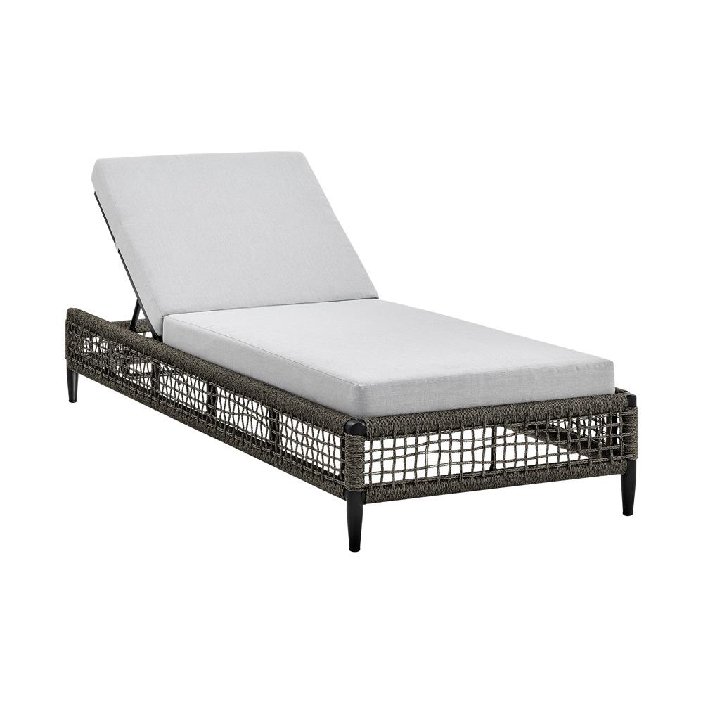 Armen Living - Alegria Outdoor Patio Adjustable Chaise Lounge Chair in Aluminum with Gray Rope and Cushions - LCAFLOBL veiw 1