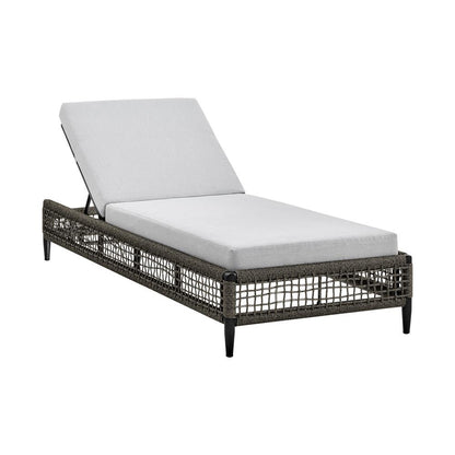 Armen Living - Alegria Outdoor Patio Adjustable Chaise Lounge Chair in Aluminum with Gray Rope and Cushions - LCAFLOBL veiw 1