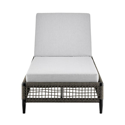 Armen Living - Alegria Outdoor Patio Adjustable Chaise Lounge Chair in Aluminum with Gray Rope and Cushions - LCAFLOBL veiw 2
