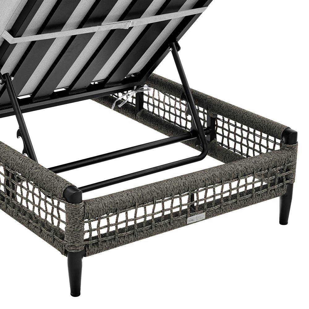 Armen Living - Alegria Outdoor Patio Adjustable Chaise Lounge Chair in Aluminum with Gray Rope and Cushions - LCAFLOBL veiw 6