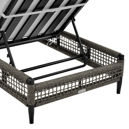 Armen Living - Alegria Outdoor Patio Adjustable Chaise Lounge Chair in Aluminum with Gray Rope and Cushions - LCAFLOBL veiw 6