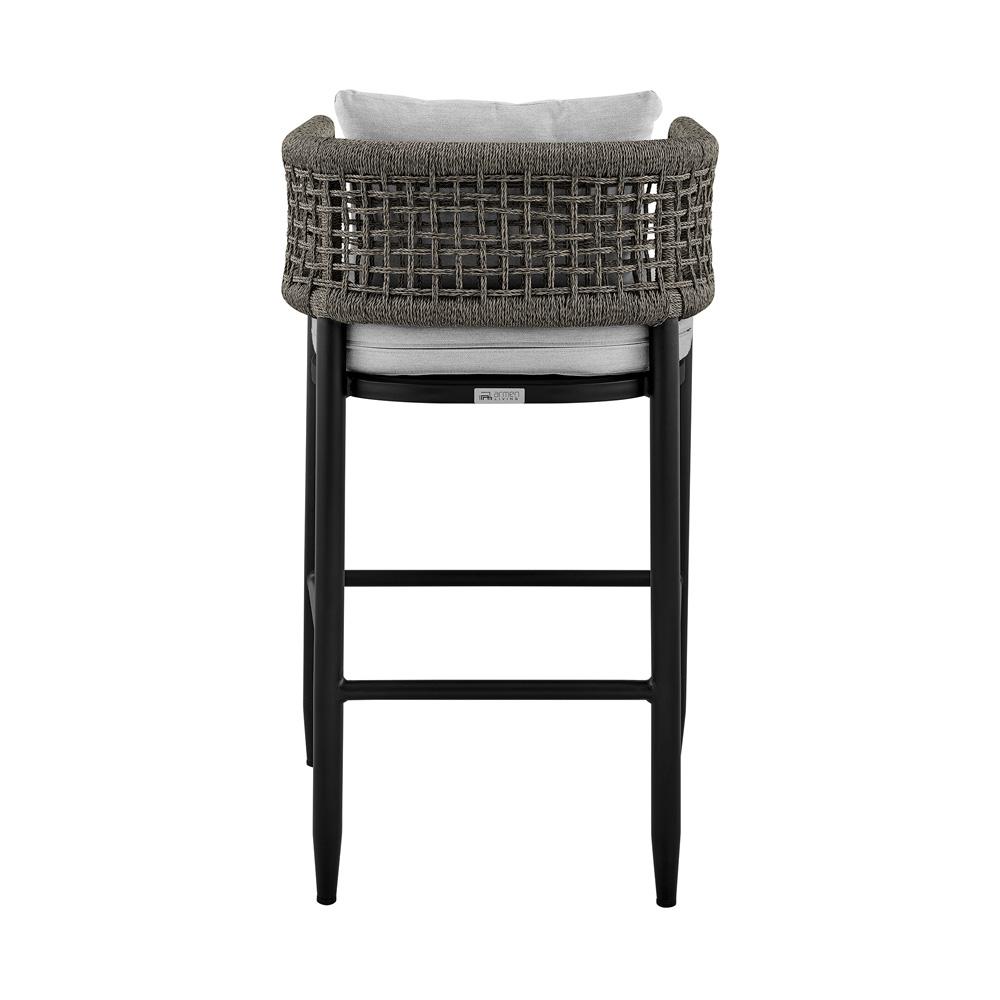 Armen Living - Alegria Outdoor Patio Bar Stool in Aluminum with Gray Rope and Cushions - LCAFBABL30 veiw 5