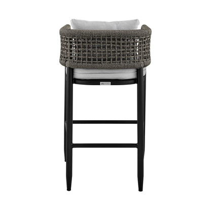 Armen Living - Alegria Outdoor Patio Bar Stool in Aluminum with Gray Rope and Cushions - LCAFBABL30 veiw 5