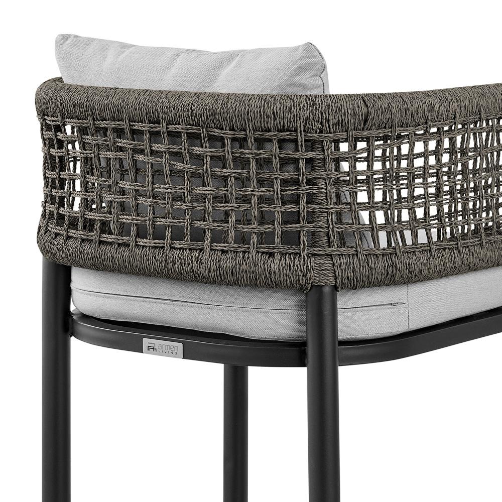 Armen Living - Alegria Outdoor Patio Bar Stool in Aluminum with Gray Rope and Cushions - LCAFBABL30 veiw 6