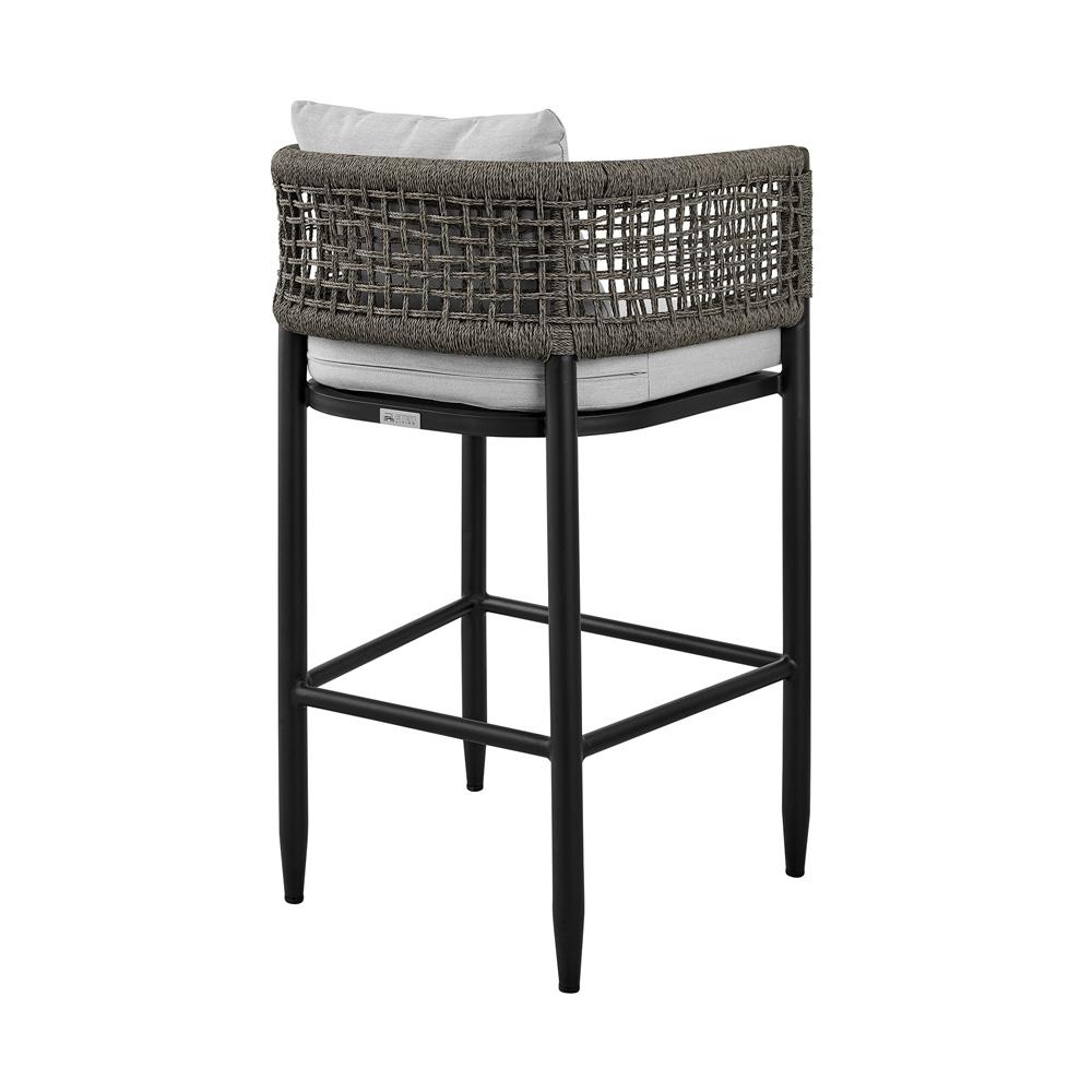 Armen Living - Alegria Outdoor Patio Counter Height Bar Stool in Aluminum with Gray Rope and Cushions - LCAFBABL26 veiw 4