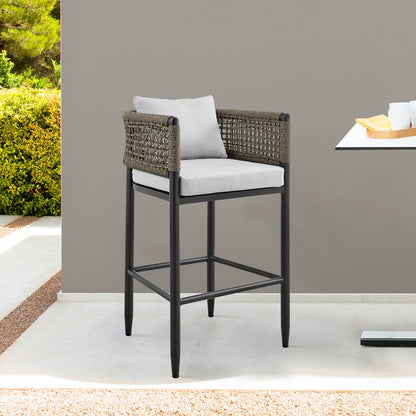 Armen Living - Alegria Outdoor Patio Counter Height Bar Stool in Aluminum with Gray Rope and Cushions - LCAFBABL26 veiw 8
