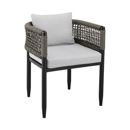 Armen Living - Alegria Outdoor Patio Dining Chair in Aluminum with Gray Rope and Cushions - Set of 2 - LCAFCHBL veiw 2