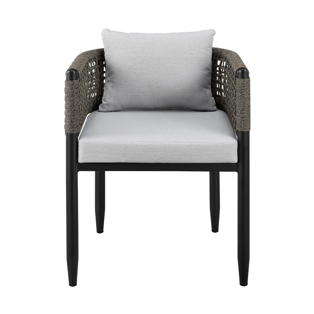 Armen Living - Alegria Outdoor Patio Dining Chair in Aluminum with Gray Rope and Cushions - Set of 2 - LCAFCHBL veiw 3