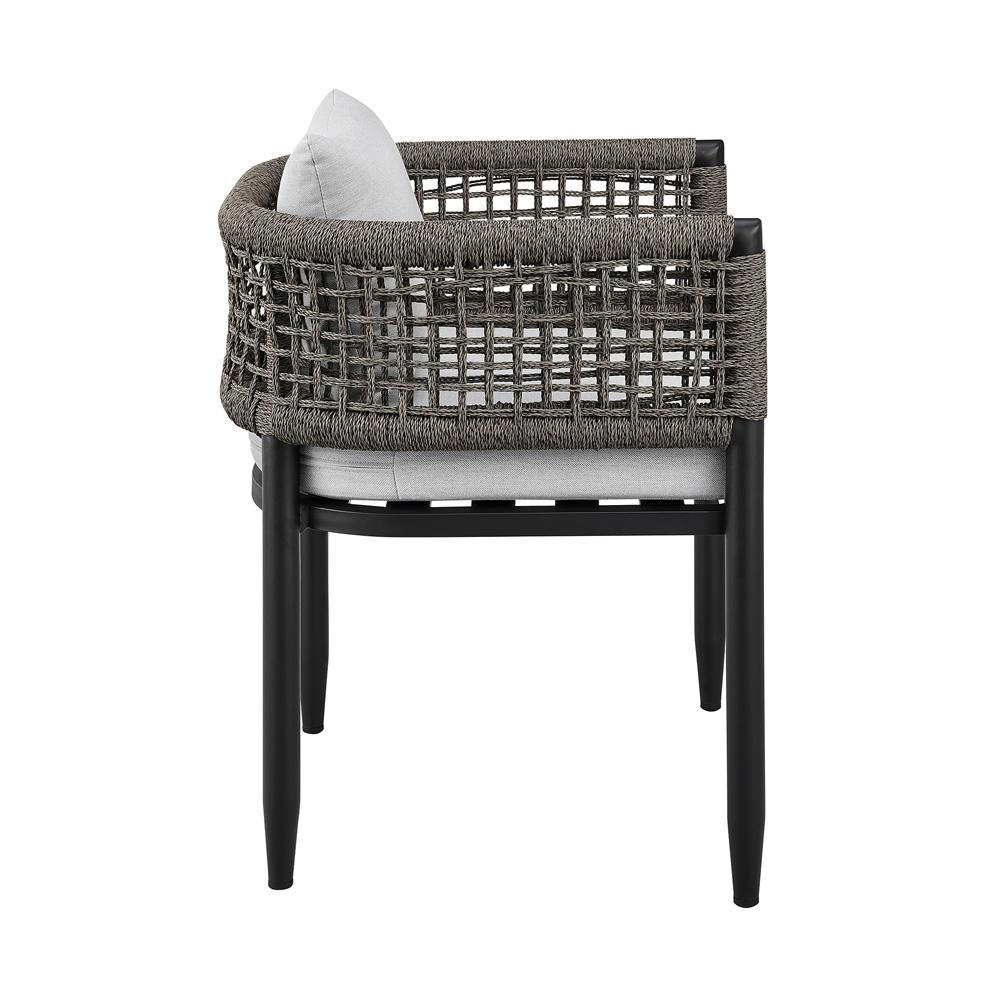 Armen Living - Alegria Outdoor Patio Dining Chair in Aluminum with Gray Rope and Cushions - Set of 2 - LCAFCHBL veiw 4