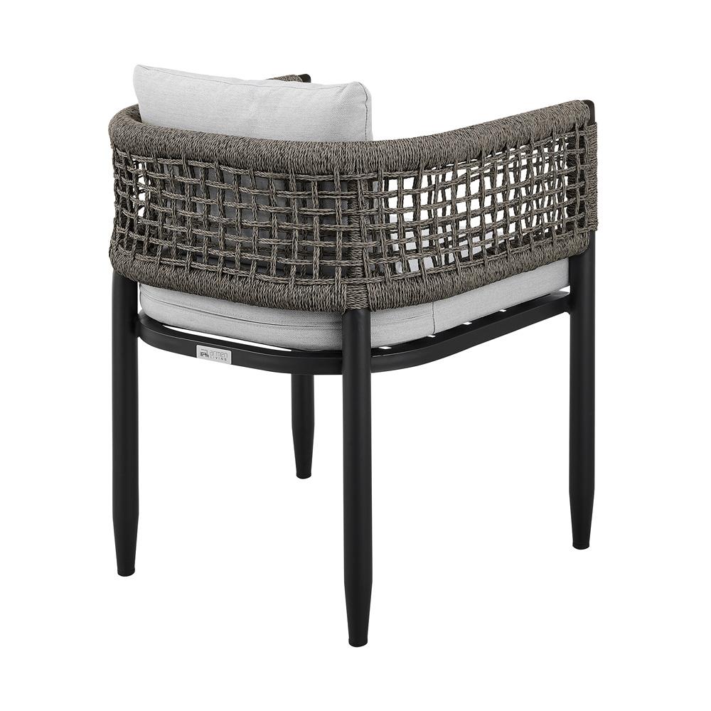 Armen Living - Alegria Outdoor Patio Dining Chair in Aluminum with Gray Rope and Cushions - Set of 2 - LCAFCHBL veiw 5