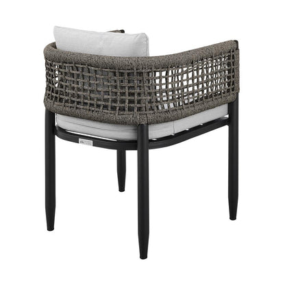 Armen Living - Alegria Outdoor Patio Dining Chair in Aluminum with Gray Rope and Cushions - Set of 2 - LCAFCHBL veiw 5