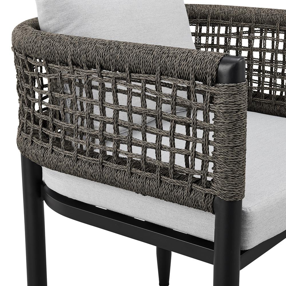 Armen Living - Alegria Outdoor Patio Dining Chair in Aluminum with Gray Rope and Cushions - Set of 2 - LCAFCHBL veiw 6