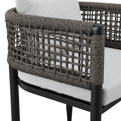Armen Living - Alegria Outdoor Patio Dining Chair in Aluminum with Gray Rope and Cushions - Set of 2 - LCAFCHBL veiw 6