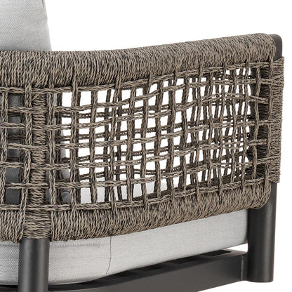 Armen Living - Alegria Outdoor Patio Swivel Bar Stool in Aluminum with Gray Rope and Light Gray Cushions - LCAFSWBABL30 veiw 6