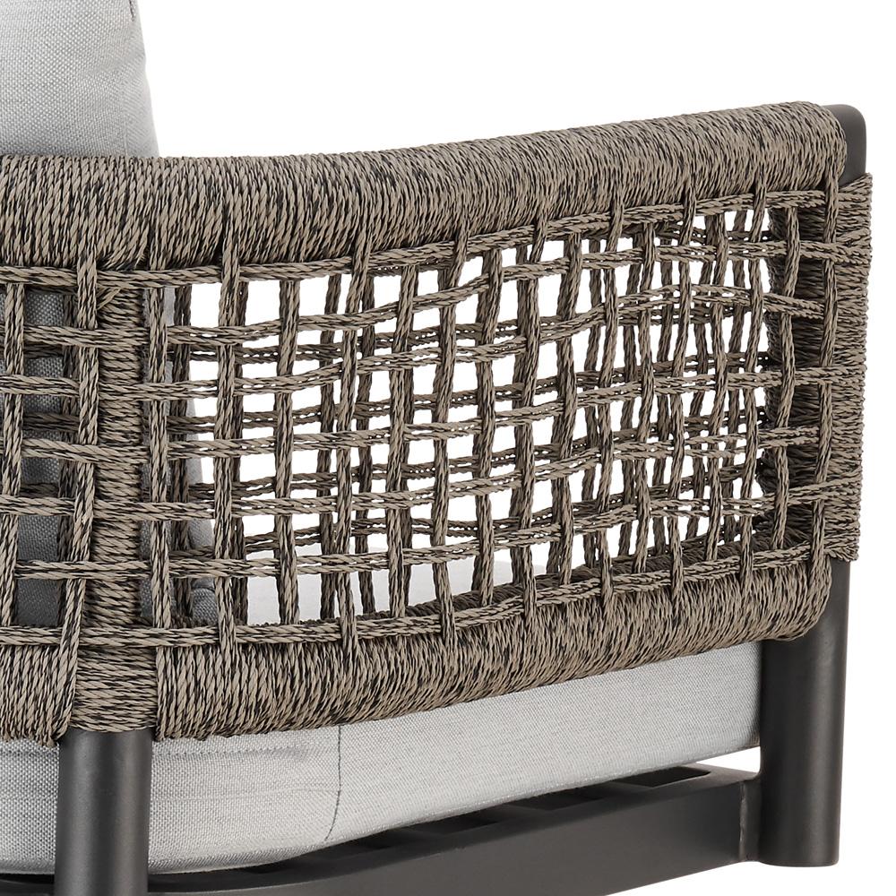 Armen Living - Alegria Outdoor Patio Swivel Counter Stool in Aluminum with Gray Rope and Light Gray Cushions - LCAFSWBABL26 veiw 6