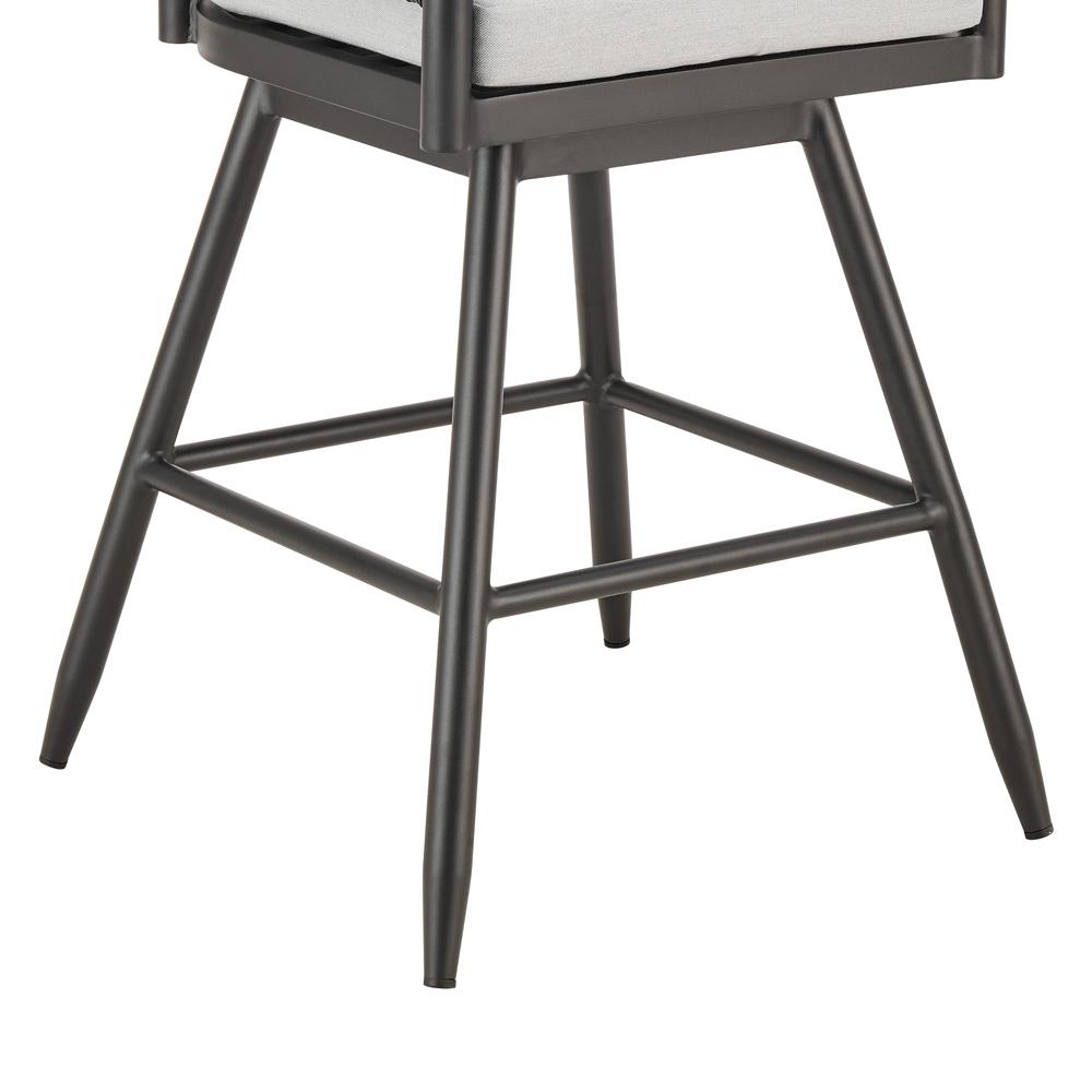 Armen Living - Alegria Outdoor Patio Swivel Counter Stool in Aluminum with Gray Rope and Light Gray Cushions - LCAFSWBABL26 veiw 7