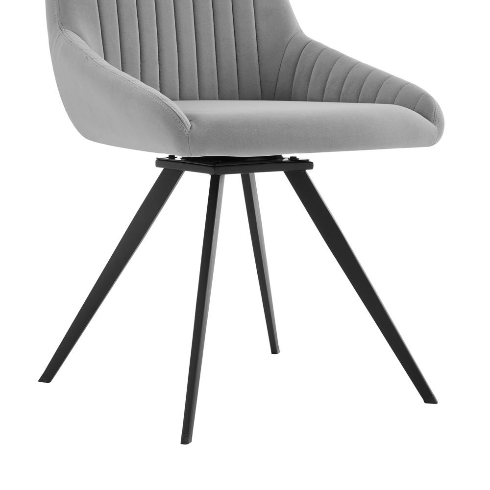 Armen Living - Alison Swivel Gray Velvet and Metal Dining Room Chairs (Set of 2) - LCAISIGR veiw 4