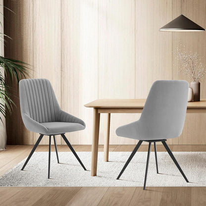 Armen Living - Alison Swivel Gray Velvet and Metal Dining Room Chairs (Set of 2) - LCAISIGR veiw 6