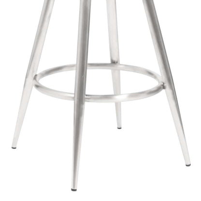 Armen Living - Amador 26in Counter Height Barstool in Brushed Stainless Steel and Vintage Gray Faux Leather - 721535747047 veiw 5