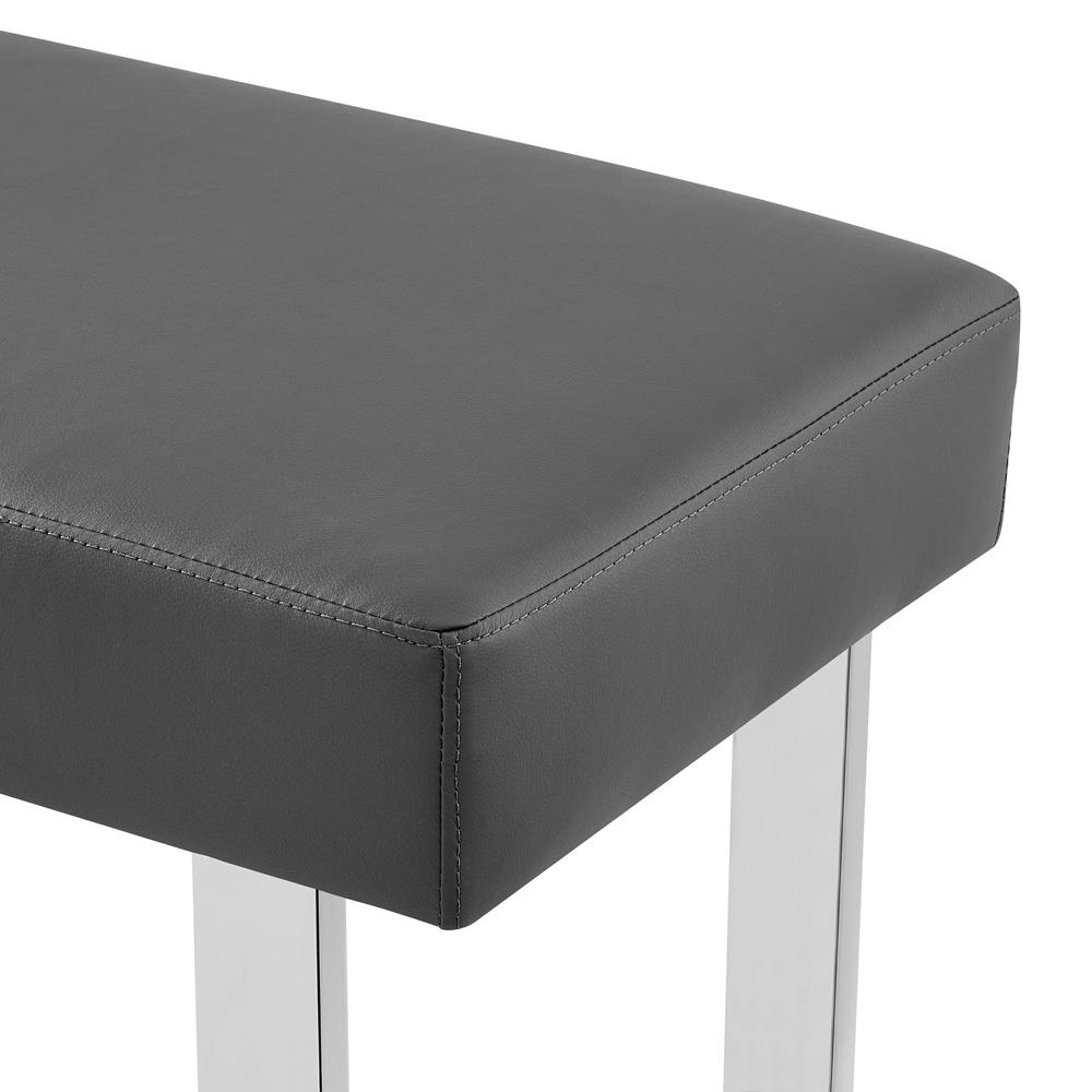 Armen Living  - Amanda Contemporary Dining Bench in Gray Faux Leather and Chrome Finish - LCAMBEGRBCH veiw 4