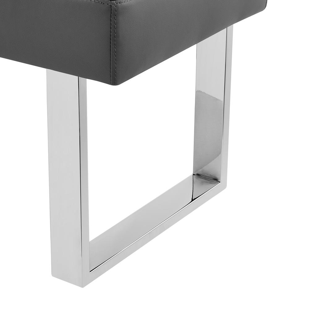 Armen Living  - Amanda Contemporary Dining Bench in Gray Faux Leather and Chrome Finish - LCAMBEGRBCH veiw 5